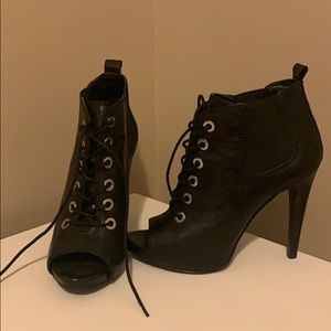 Women’s Black Leather Nine West Booties